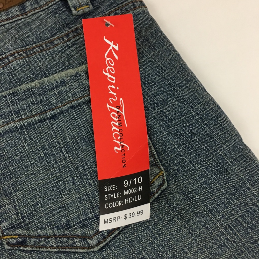 Keep In Touch Rolled Cuff Y2K Style Mid Rise Denim Shorts Size 10 - Picture 4 of 8